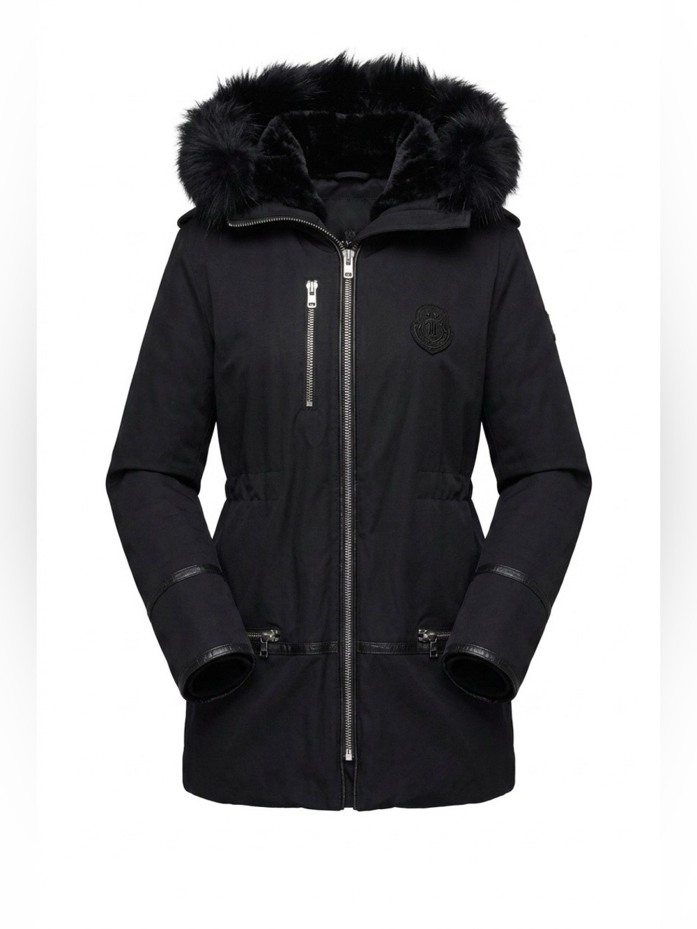THE KOOPLES Raccoon Leather Navy Blue Parka - size M